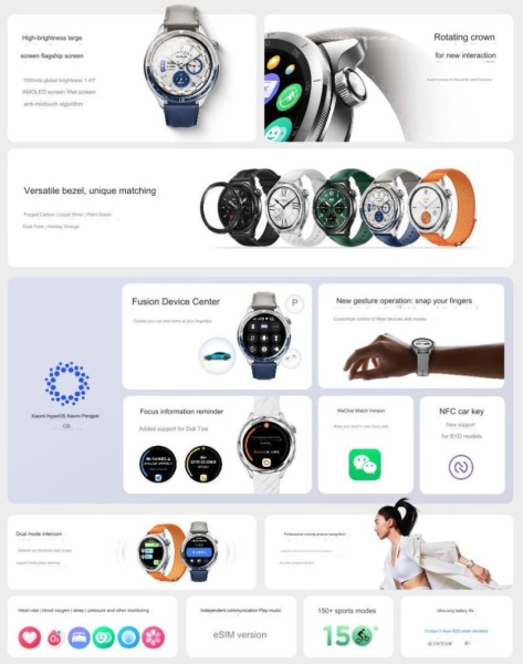 Представлены смарт-часы Xiaomi Watch S4 — 1,43" дисплей AMOLED, HyperOS 2 и поддержка eSIM за $135