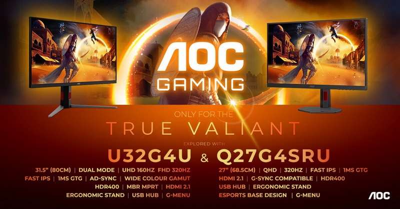 AOC представила 27- и 32-дюймовые игровые мониторы на Fast IPS с разрешением до 4K и частотой до 320 Гц